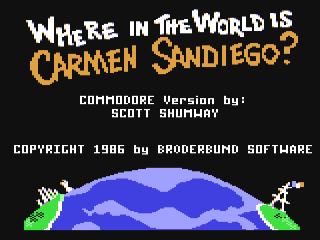 Where in the World is Carmen Sandiego title screen for Commodore 64